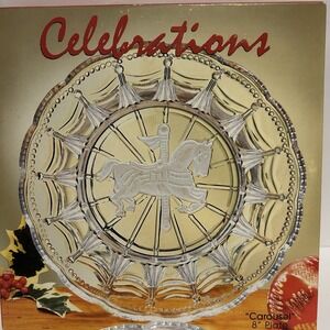 NEW! Celebrations Carousel Plate Crystal open box 8"